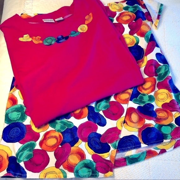 Vintage 1990s Tee Pink Embroidered Hats Evan Picone Short Sleeve size Large - Picture 15 of 15